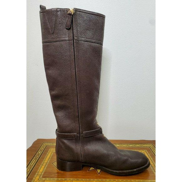 Tory Burch Marlene Tall Leather Brown Riding Boots Size 8.5M - Picture 3 of 12